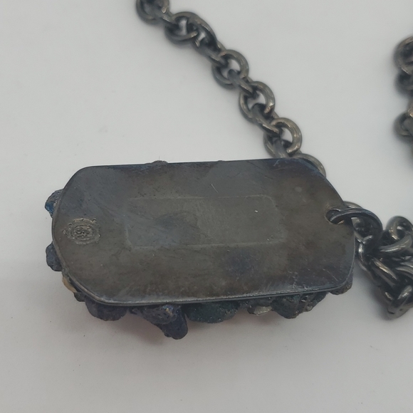 GILDED PEACOCK RHINESTONE DOG TAG NECKLACE - Picture 5 of 5